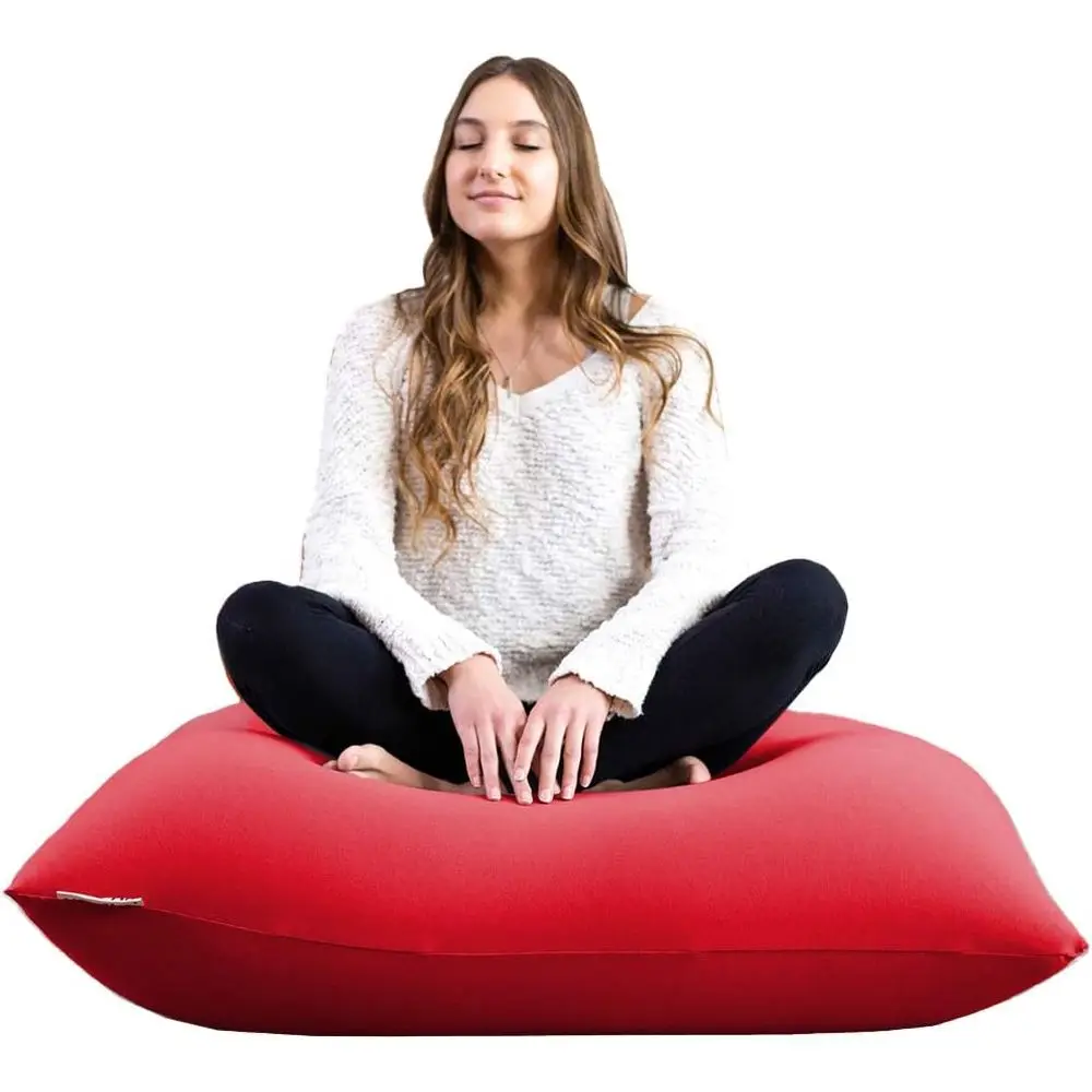 Compact Bean Bag Chair for Kids, Teens, and Adults - Soft, Plush, Comfortable, Sensory Filled, Washable Cover, Red