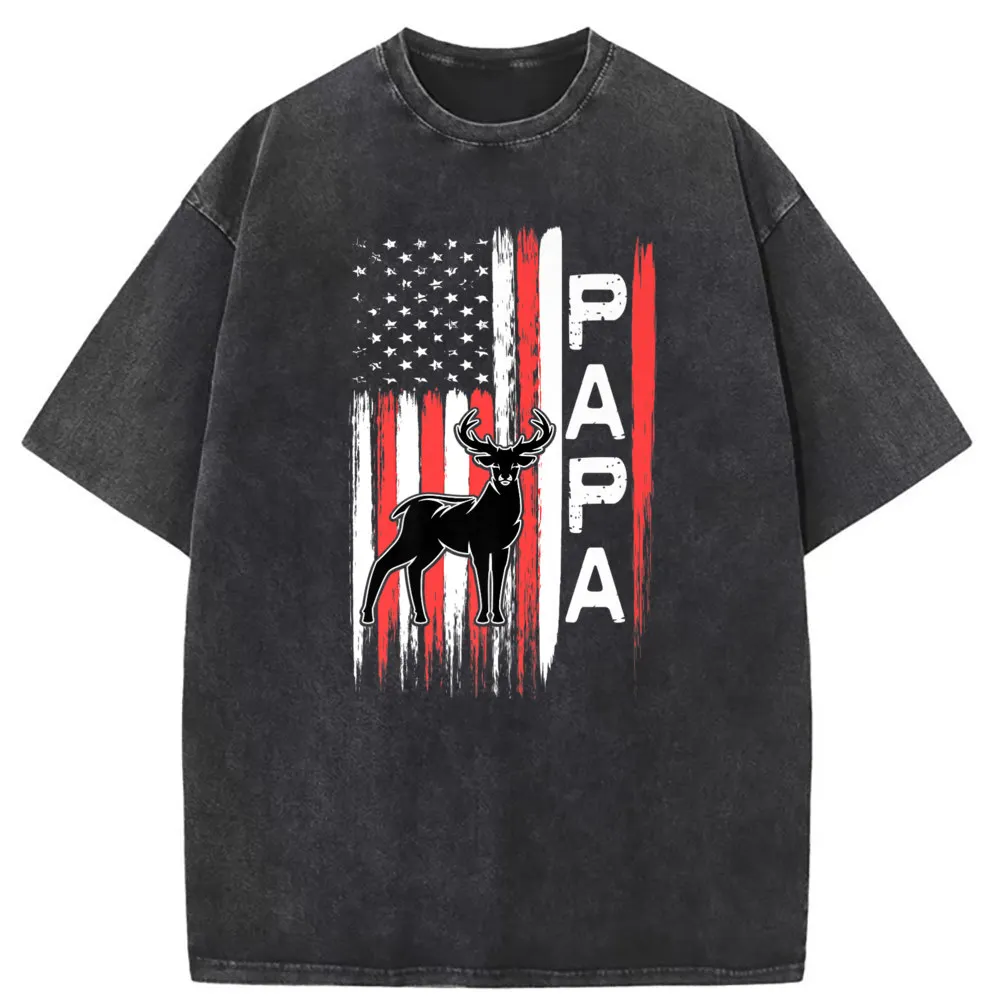 Mens Papa American Flag Deer Men Graphic Printing Tshirts Man Thanksgiving Day Sweatshirts Europe Long Sleeve Sportswears