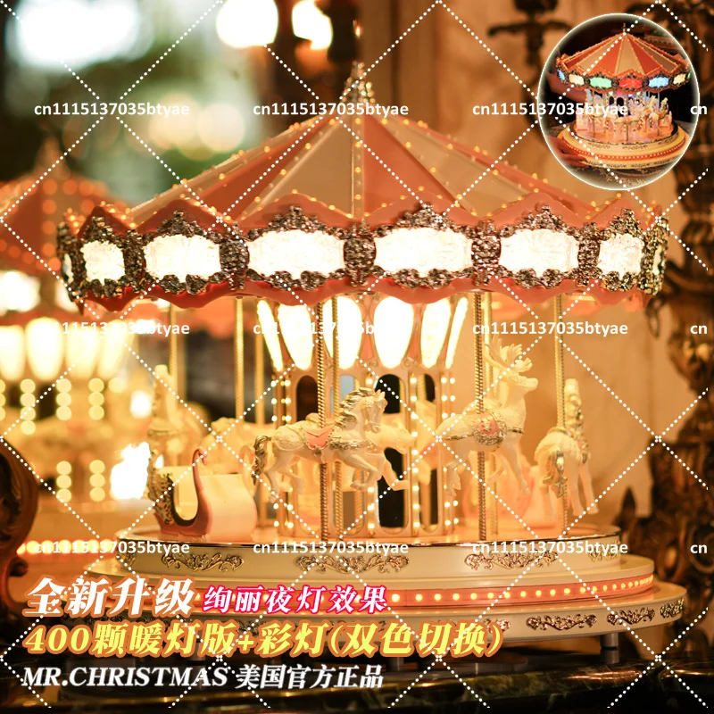 Mr. Christmas Pink Carousel Music Box Girl Valentine's Day Birthday Gift