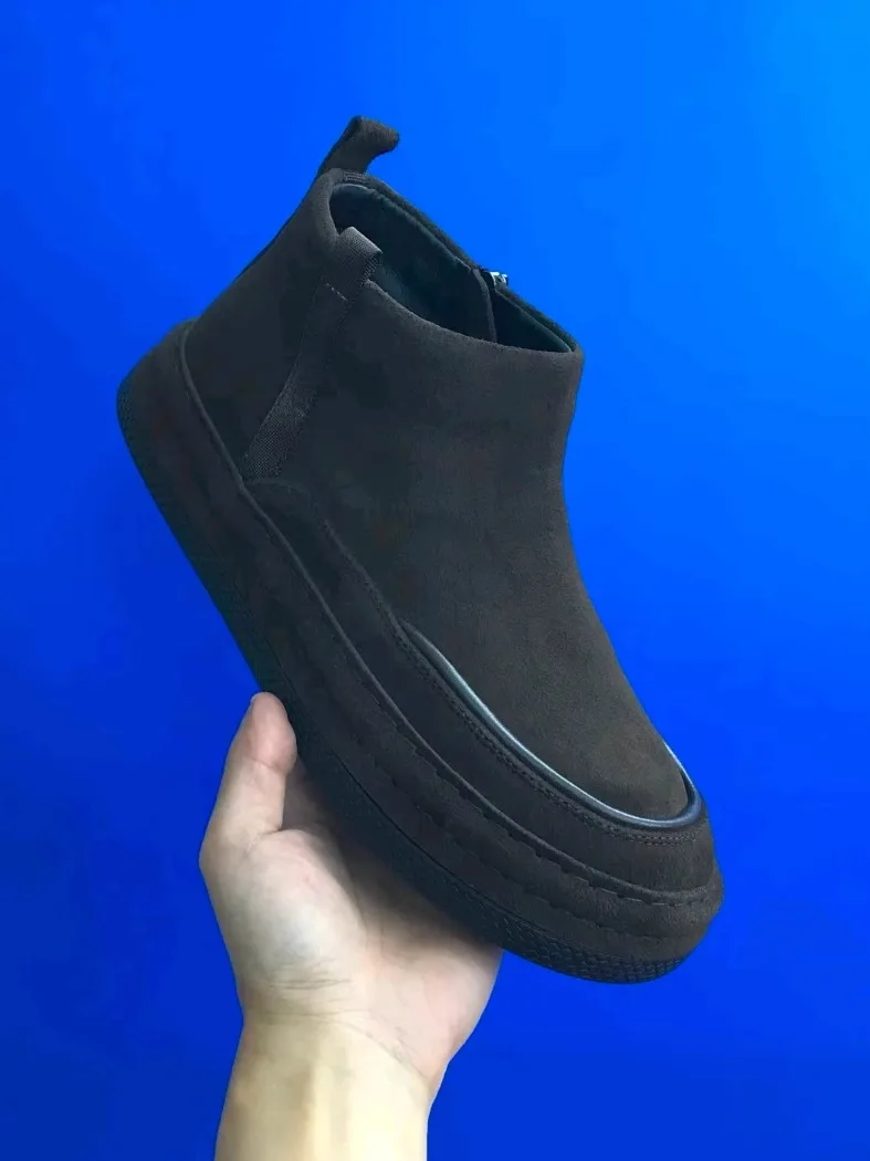 

Мужские удобные зимние ботинки из натуральной кожи с флисовой подкладкой, модные, универсальные, высокого качества, с круглым носком и толстым каблуком