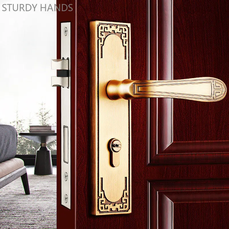 

Bedroom Security Gate Locks Antique Zinc Alloy Mute Door Lock Indoor Universal Hardware Door Handle Deadbolt Lockset