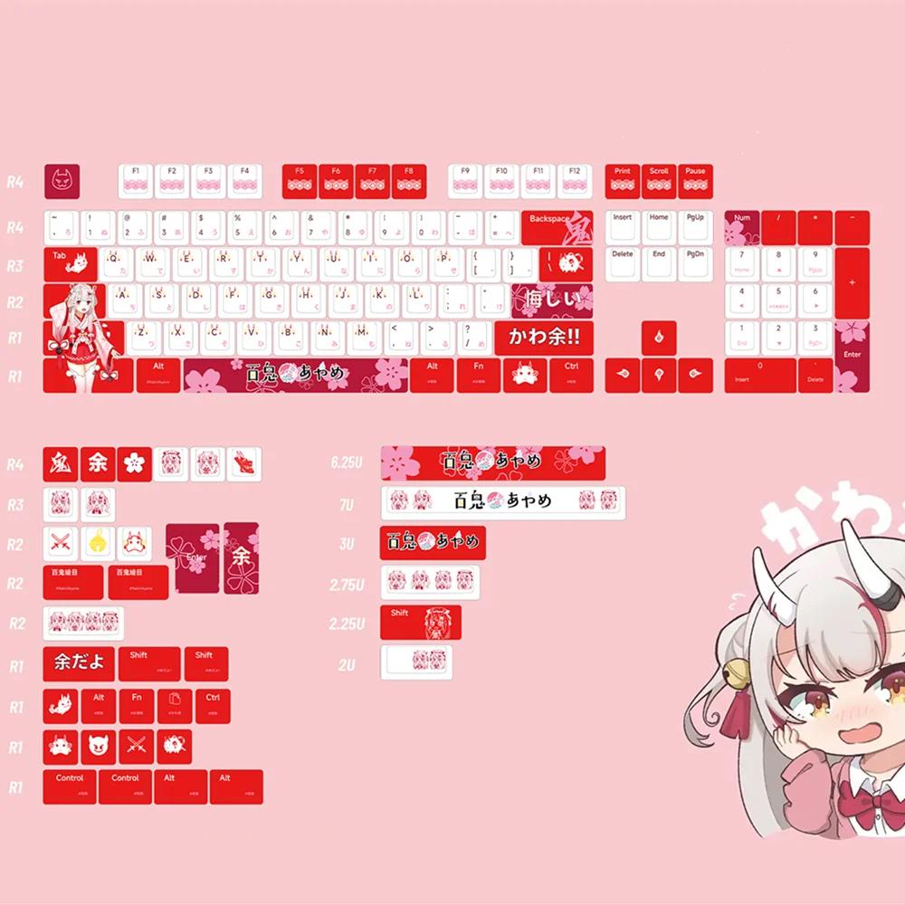 Anime Quadratic Element Keycap 142 Keys Cherry Profile PBT Material DYE Sub ISO Enter ANSI Layout For Cross Switches Keyboard