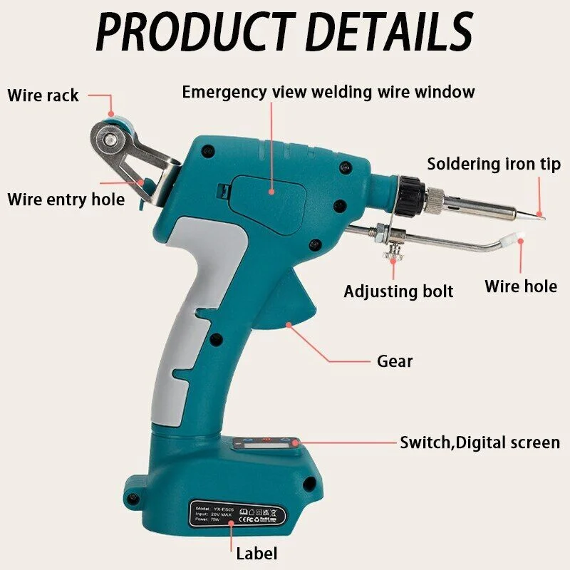 Automatically Send Tin Electric Soldering Iron Gun Fast Welding Tools for Makita/Bosch/Dewalt/Milwaukee 18V 20V Li-ion Battery