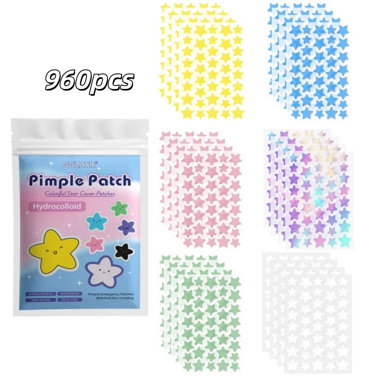Star Pimple Patches for Face 480/960/1440Pcs Hydrocolloid Acne Patch Cute Colorful Waterproof Blemish Stickers