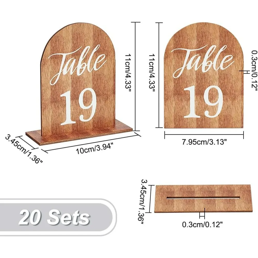 20 Sets Wooden Number Table Signs with Stands Self Stand Wedding Centerpieces Wooden Sign for Wedding Reception Event Party