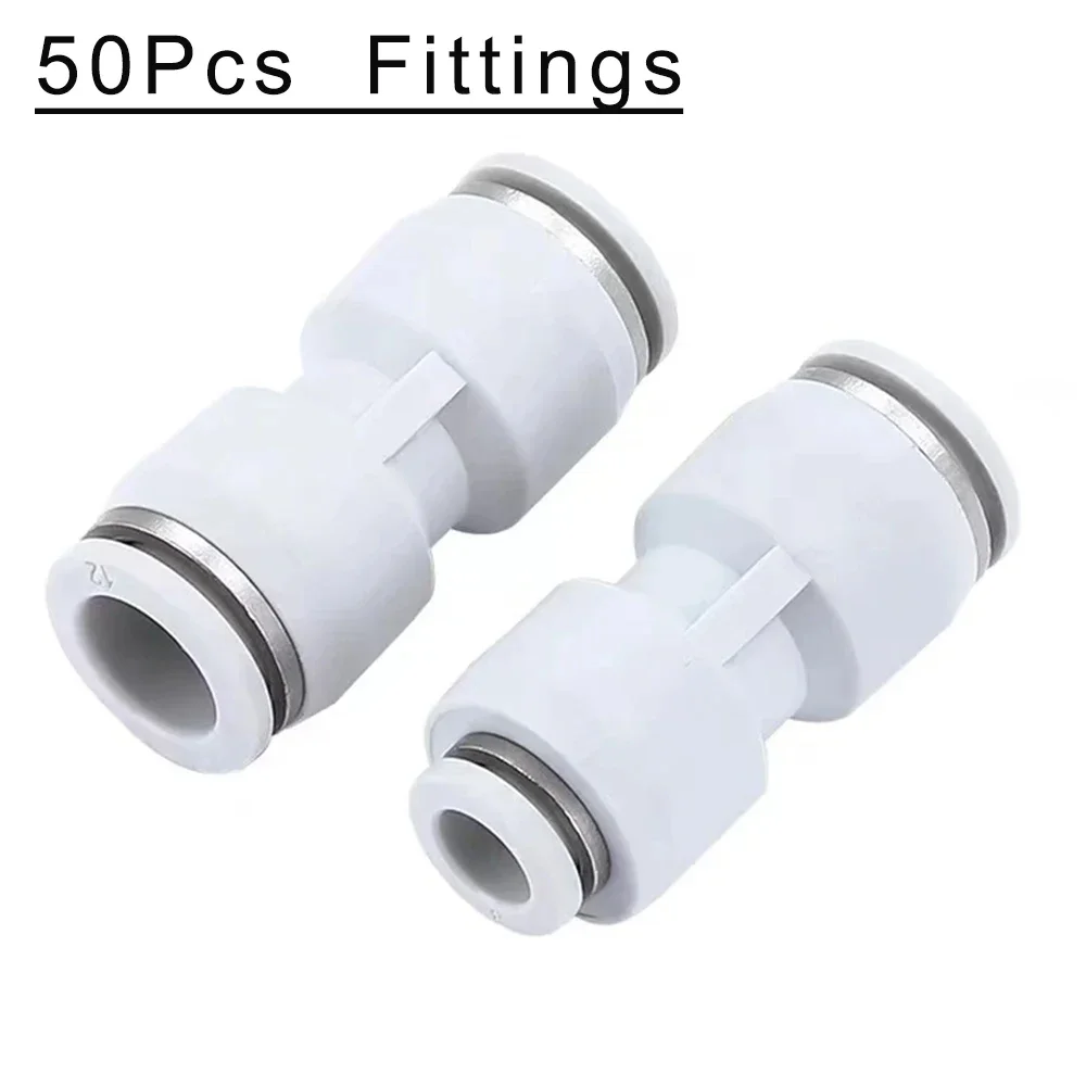 50Pcs PU PG Pneumatic Quick Connector PU Pipe Air Hose 4mm 6mm 8mm 10mm 12mm 14mm 16mmWhite Plastic Connector Diameter Reduction