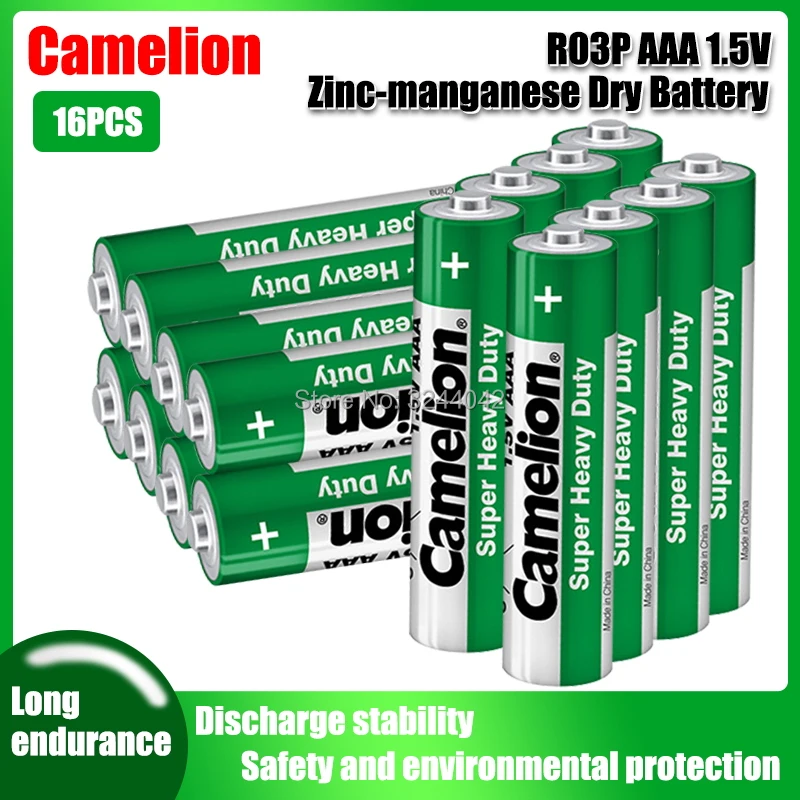 16pcs Original Camelion R03P 1.5V AAA Zinc-manganese Dry Battery No Mercury Dry Battery For Electric Toy Flashlight Clock Mouse