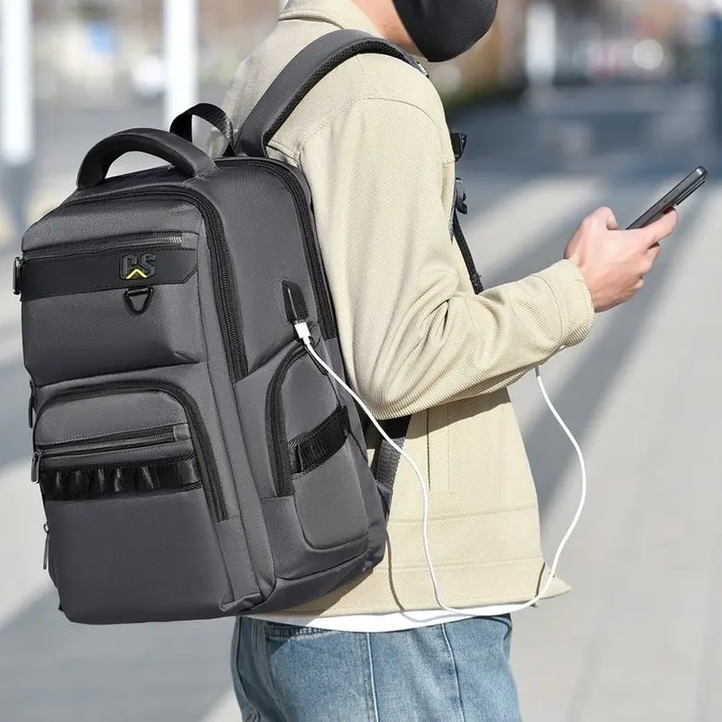 Casual Travel Large Capacity Men's Backpack New Double Shoulder Bag Student Bookbag Computer Bag Oxford Cloth Neutral 20-35L