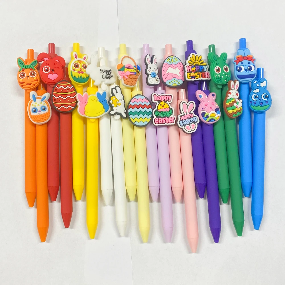 Easter Bunny Gel Pens Retractable Black Ink Pens Bulk Cute Easter Party Favors for Gift Baskets Egg Bags School Office Supplies