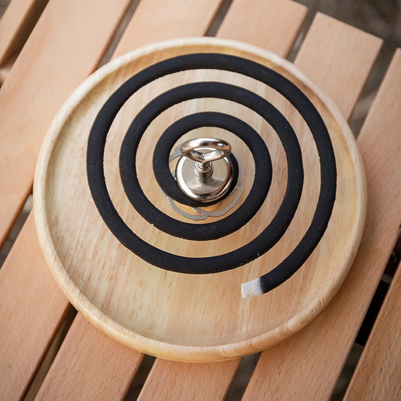 Outdoor Camping Mosquito Coil Tray Holder Solid Wood Magnetic Home Insect Repellent Anti-fire Sandalwood Incense Burner Rack