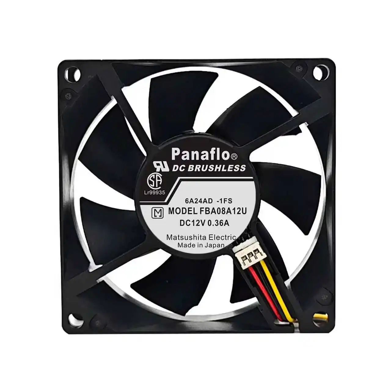 FBA08A12U 80x80x25mm Dual Ball Bearing Cooling Fan - 12V 0.36A 4800RPM High Airflow 68CFM (44dB, 4-Pin PWM, 8025 Size, PC/Server