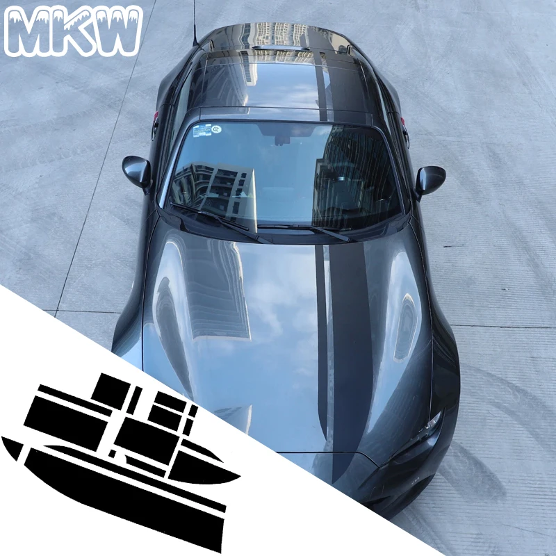 For Mazda MX-5 Miata ND 2016-2026 Black PVC Vinyl Car Racing Stripe Overlay Decal Hood Trunk Racing Panel Sticker Accessories