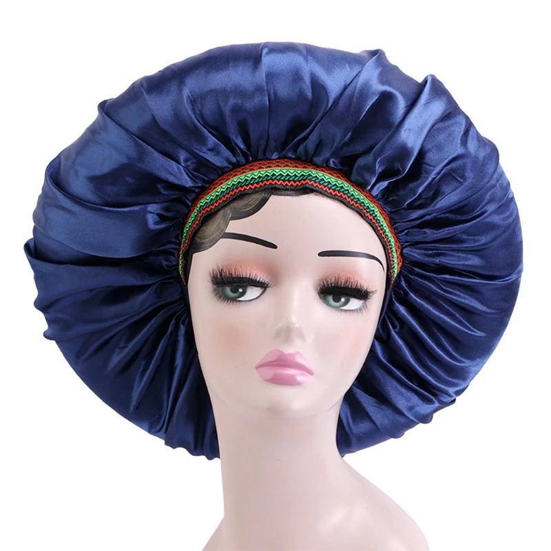 Ethnic Elastic Shower Solid Color Night Turban Hat for All Seasons