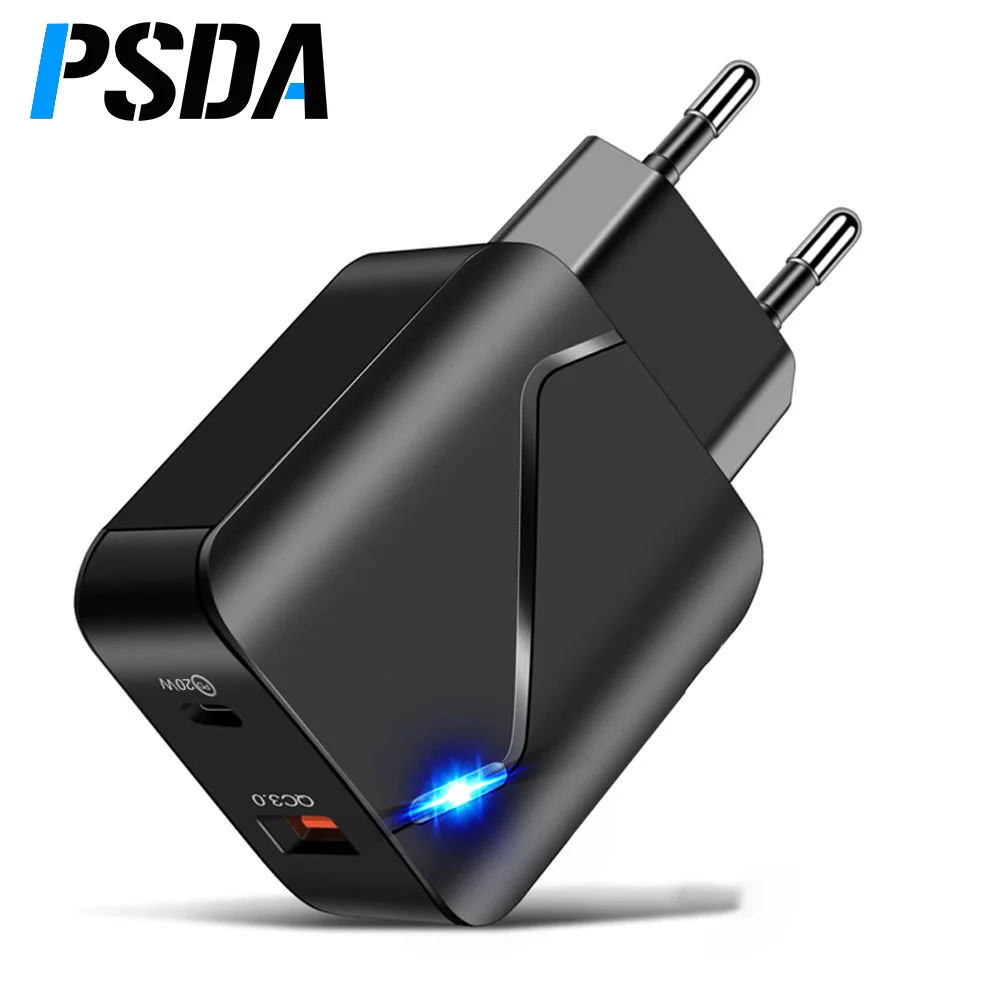 

PSDA QC3.0 Quick Charger Adapter PD 20W USB Type-C 5V 3A Fast Charger Mobile Phone 5 Volt Power Adapter Travel EU US Plug