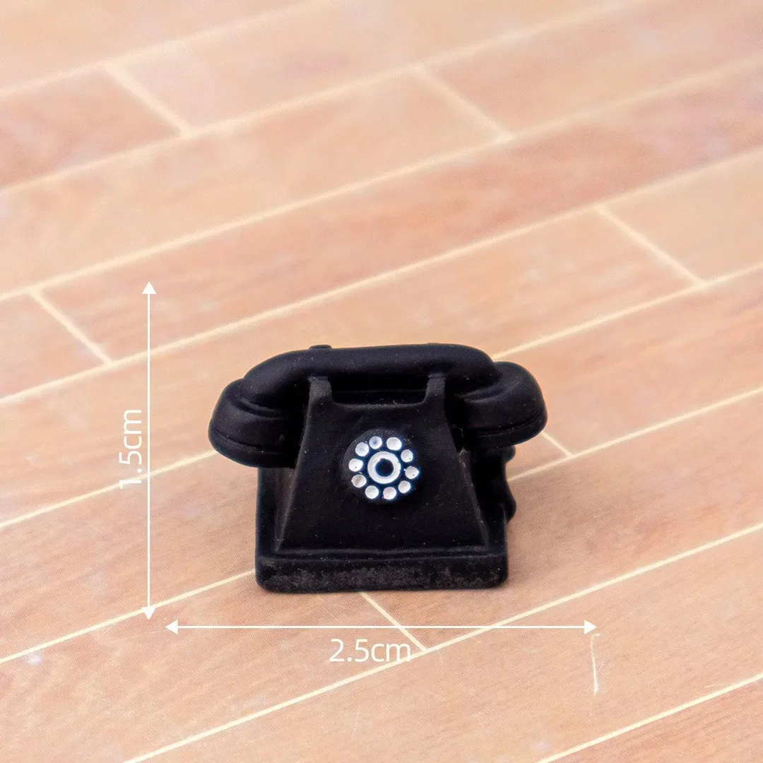 10 pçs mini diy resina retro preto rádio telefone 3d esculturas estatuetas decoração do quarto estátuas jóias figuras decorativas em miniatura