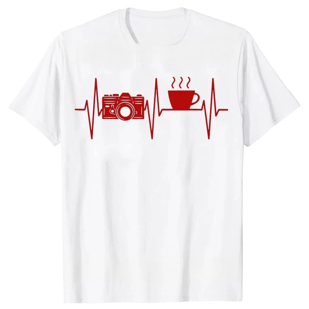 مصور مضحك القهوة عاشق كاميرا التصوير تي شيرت الصيف الجرافيك القطن الشارع الشهير الرجال تي شيرت عالي الجودة
