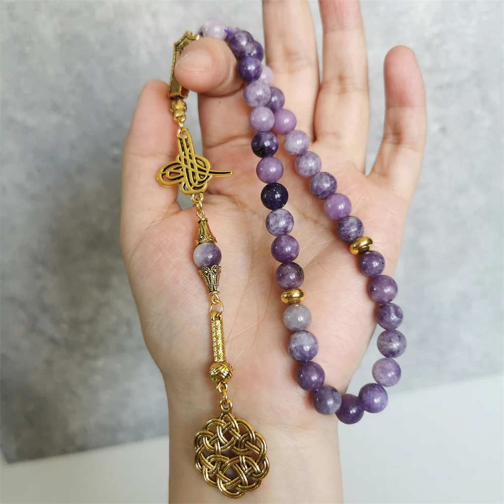 

Natural purple mica tasbih prayer bead gemstone muslim prayer bead women misbaha 33 rosary bead islamic ramadan eid gift mesbaha