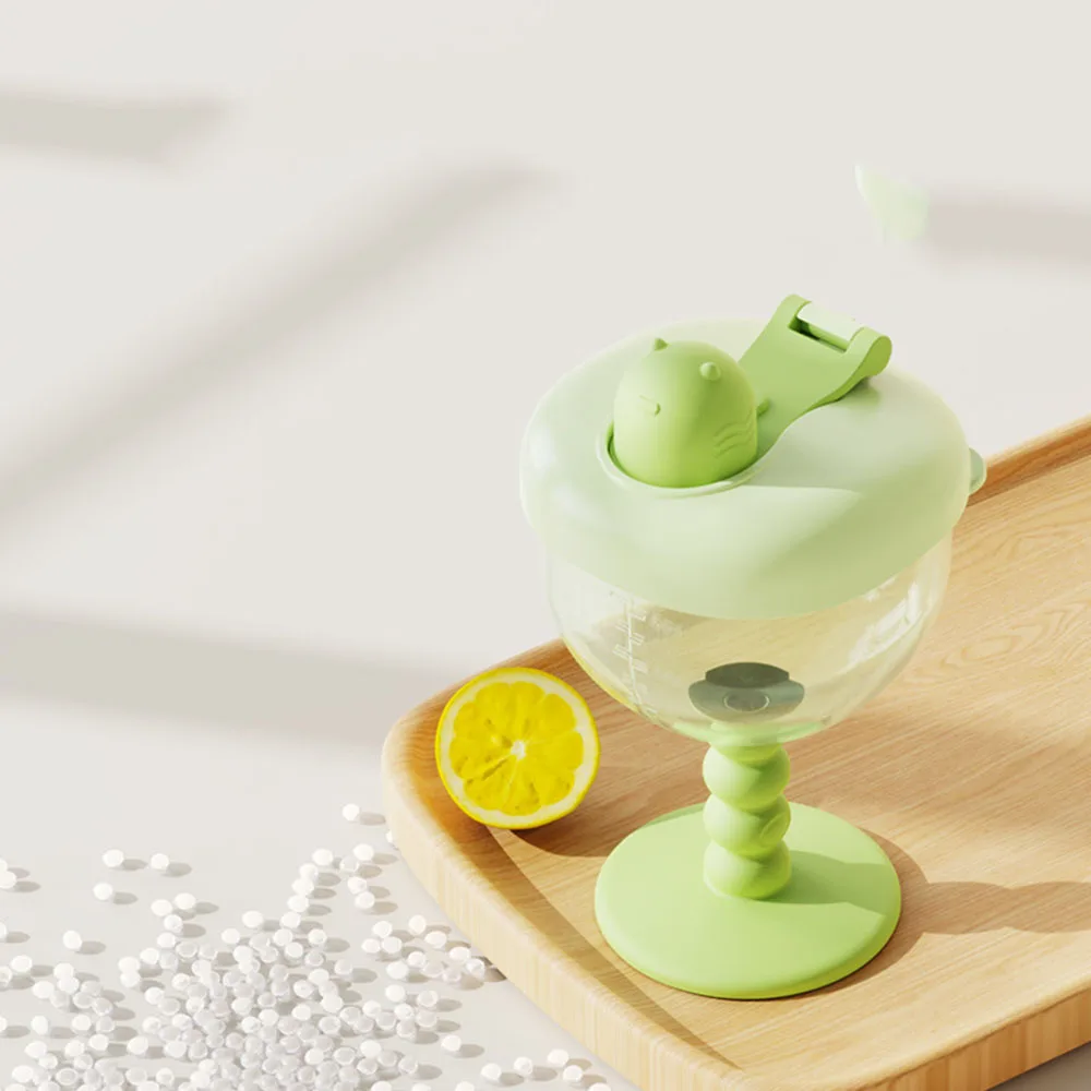 

Baby Learning Drink Cup High Footed Cup Children's Water Cup Straw Cup Anti Drop Strap Round Milk Cup With Scale