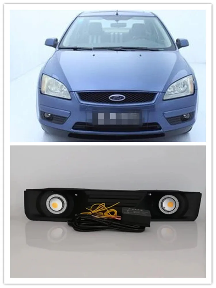 LED Fog Lights Assembly For Ford focus MK2 2005 2006 Front Bumper Fog lamp Replacement Angel Eye Daylight Accessories Kit