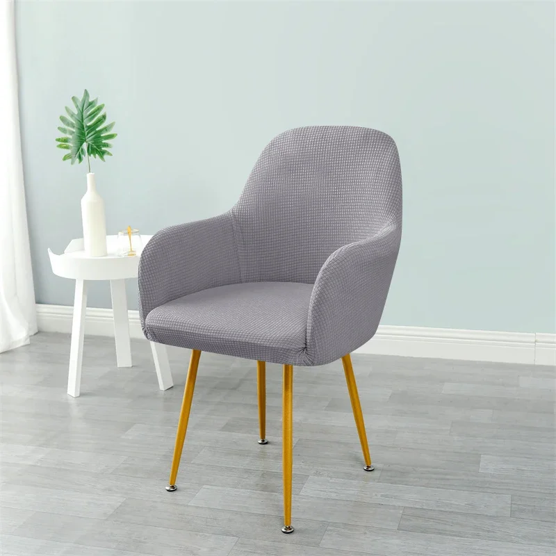 أغطية كراسي بذراع عالية من صوف القطبي ، أغطية أربطة مرنة لمقعد الطعام بذراعين ، بلون ثابت ، واقي كرسي سبانديكس ، ديكور المنزل ، 1.