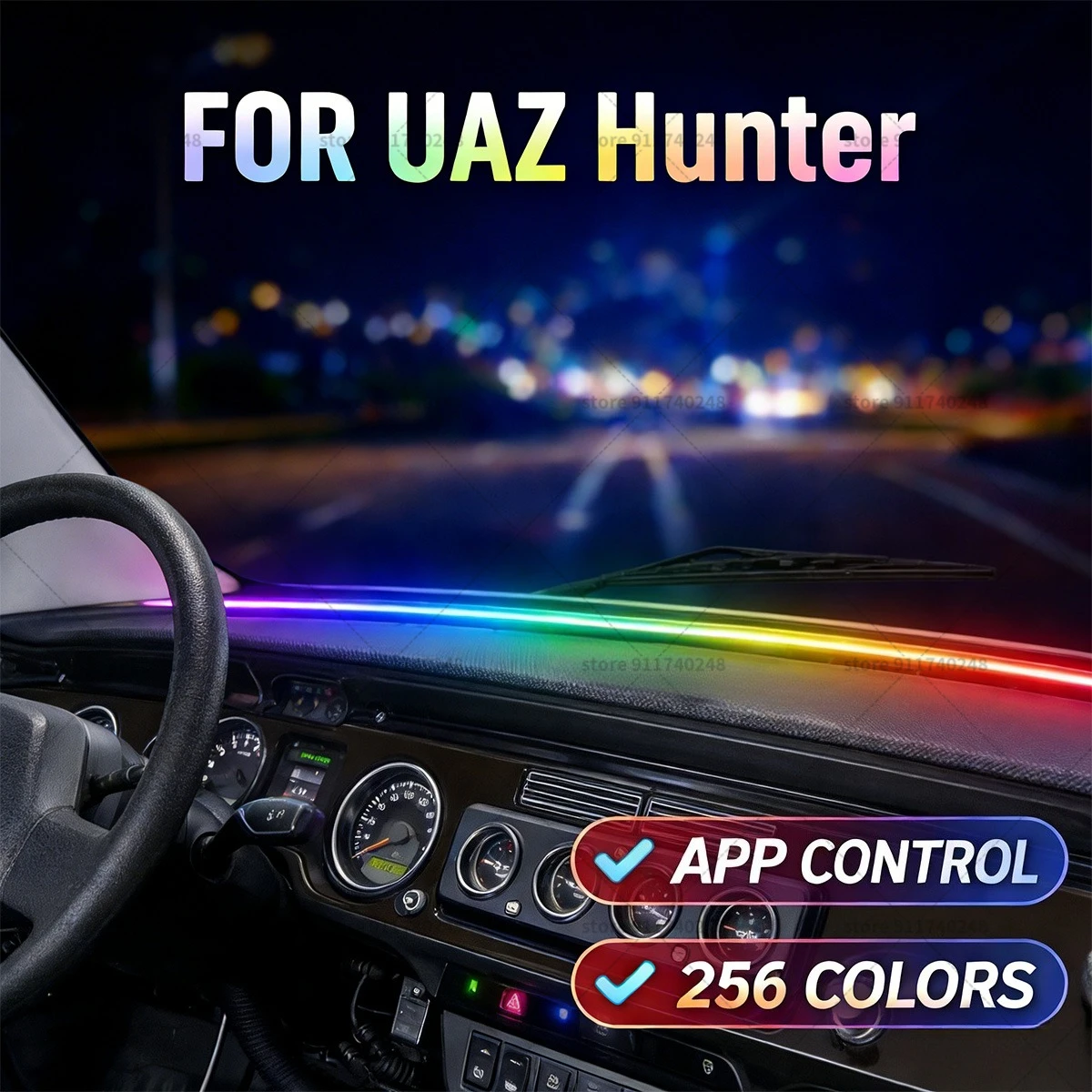 

For UAZ Hunter Automotive decoration light strip,colorful acrylic front windshield soundproofing strip,ambience light