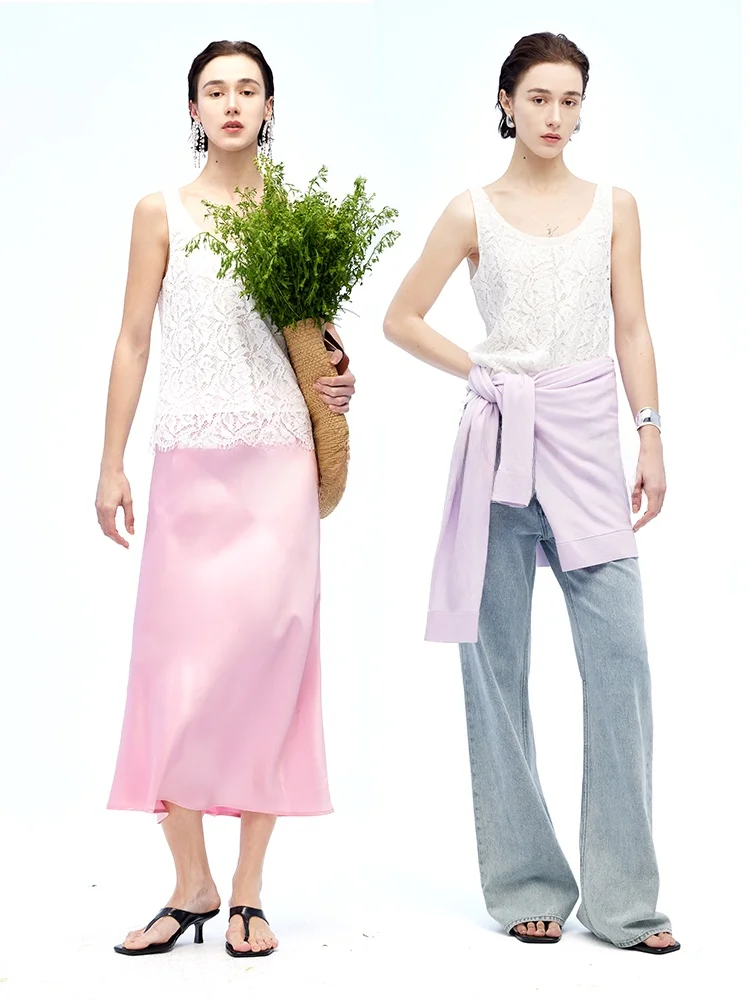 

Thecelo White Lace Crop Top Romantic Loose Vest Outerwear Vintage Sle Women's Faion Summer Spring Seasonal Clothing