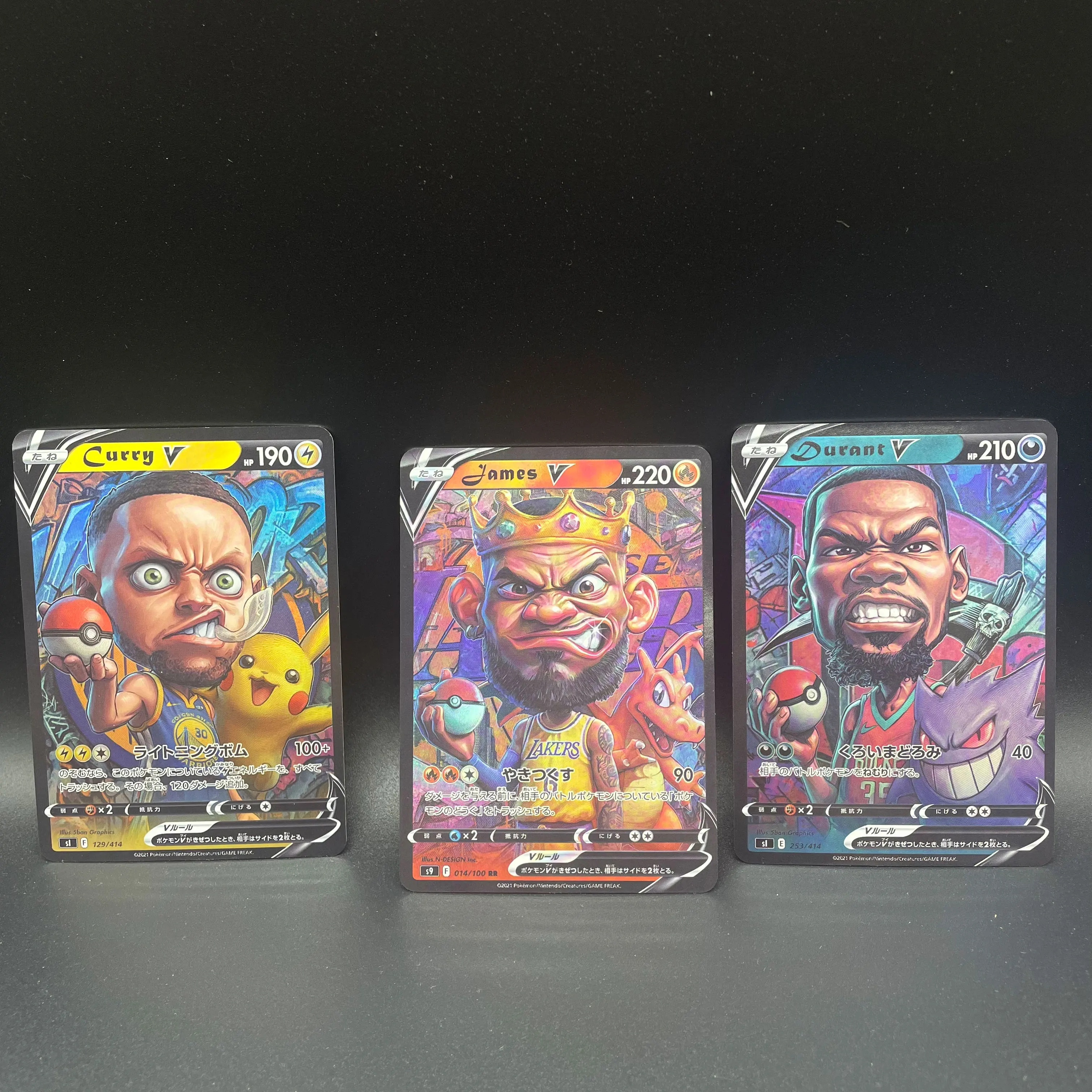 جديد Superstars X PTCG بطاقات قابلة للجمع كاري ديورانت جيمس بيتشو تشارجر Gengar تحت عنوان PTCG الملمس بطاقة فلاش ملونة خشنة