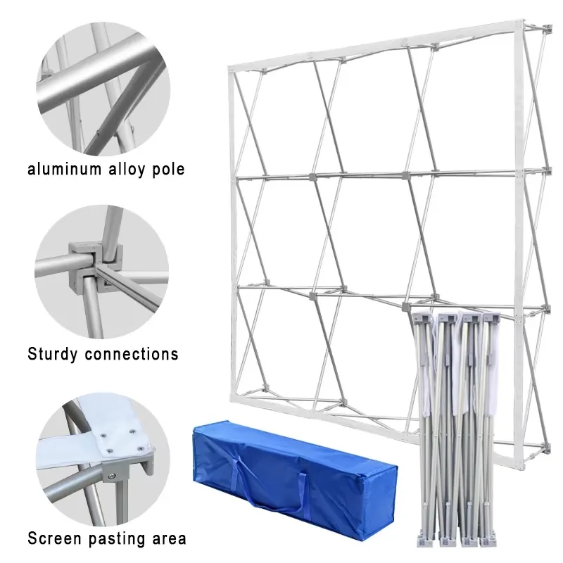Hot Selling 250g Cloth Smooth Straight Grain Display Curtain, Size 7.5x15ft/7.5x7.5ft, with Bracket and LED Lighting