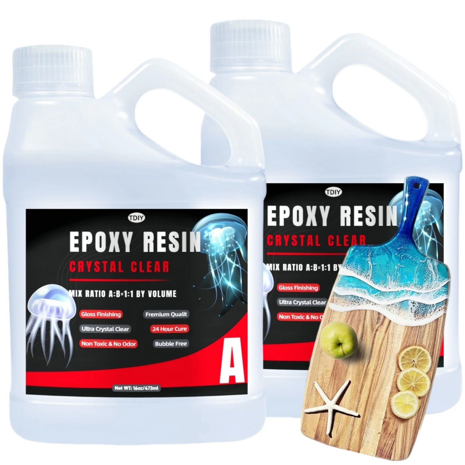 Clear Epoxy Resin 32oz Bubble Free Fast Cure High Durability for DIY Art Jewelry  Scratch Yellowing Resistant with Smooth Finish