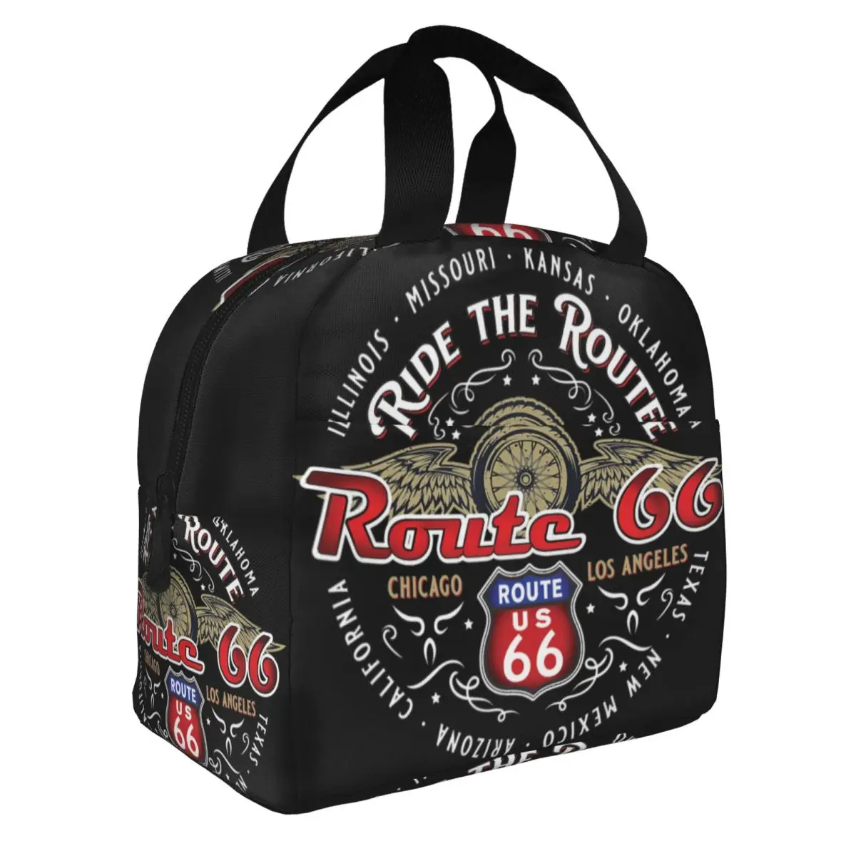 Route 66 Motorcycle Tour Lunch Bag Men Women Thermal Cooler Insulated Lunch Boxes for Office