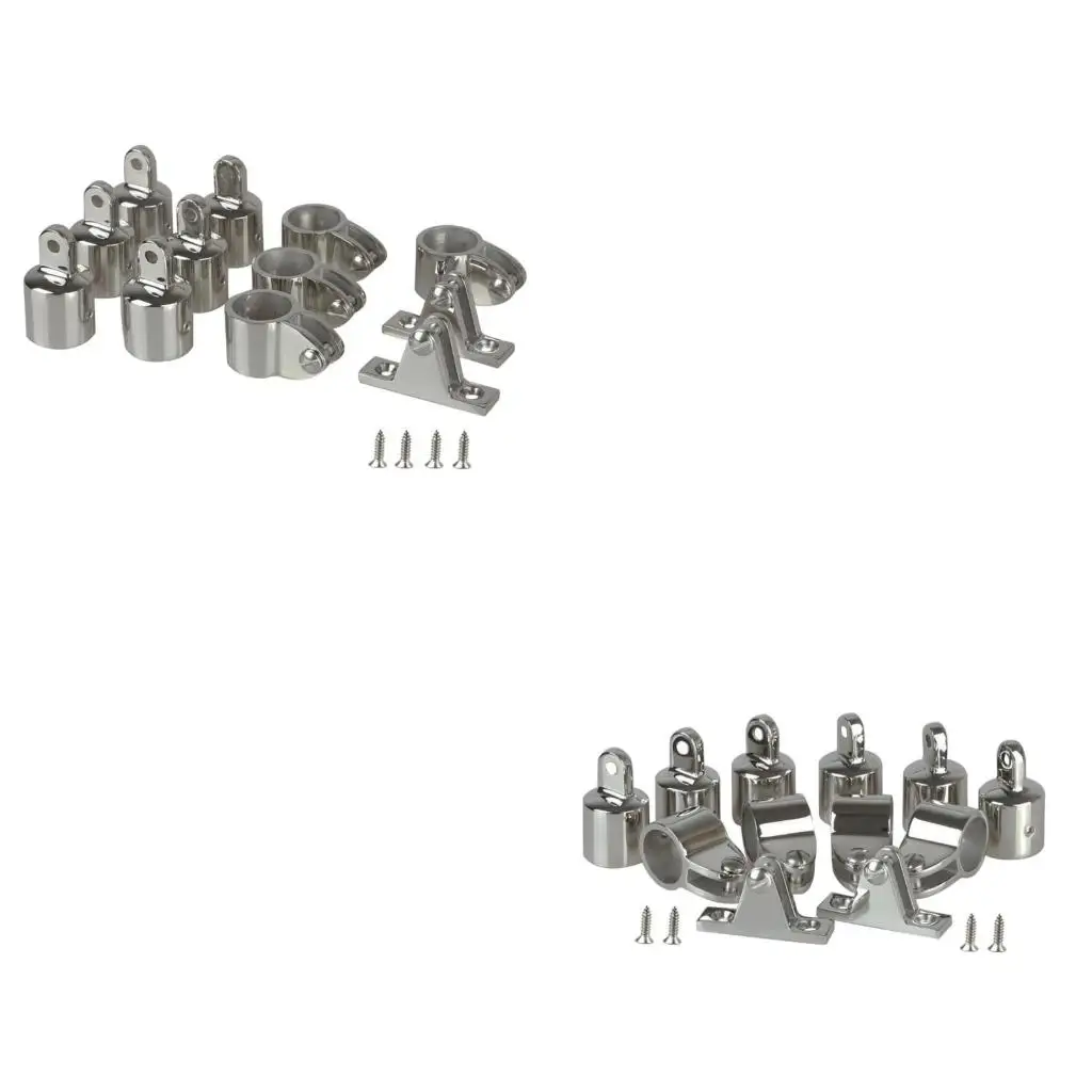12pcs Bimini Top Cap Fitting Boat Marine Hardware Stainless Steel 3-Bow Bimini Top Universal