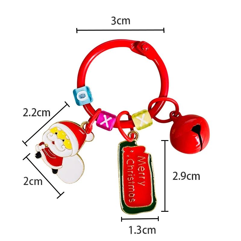 1Pcs Cute Christmas Keychain Funny Cartoon Snowflake Elk Bell Keyring for Women Men Bag Car Key Chain Xmas Souvenir Gifts