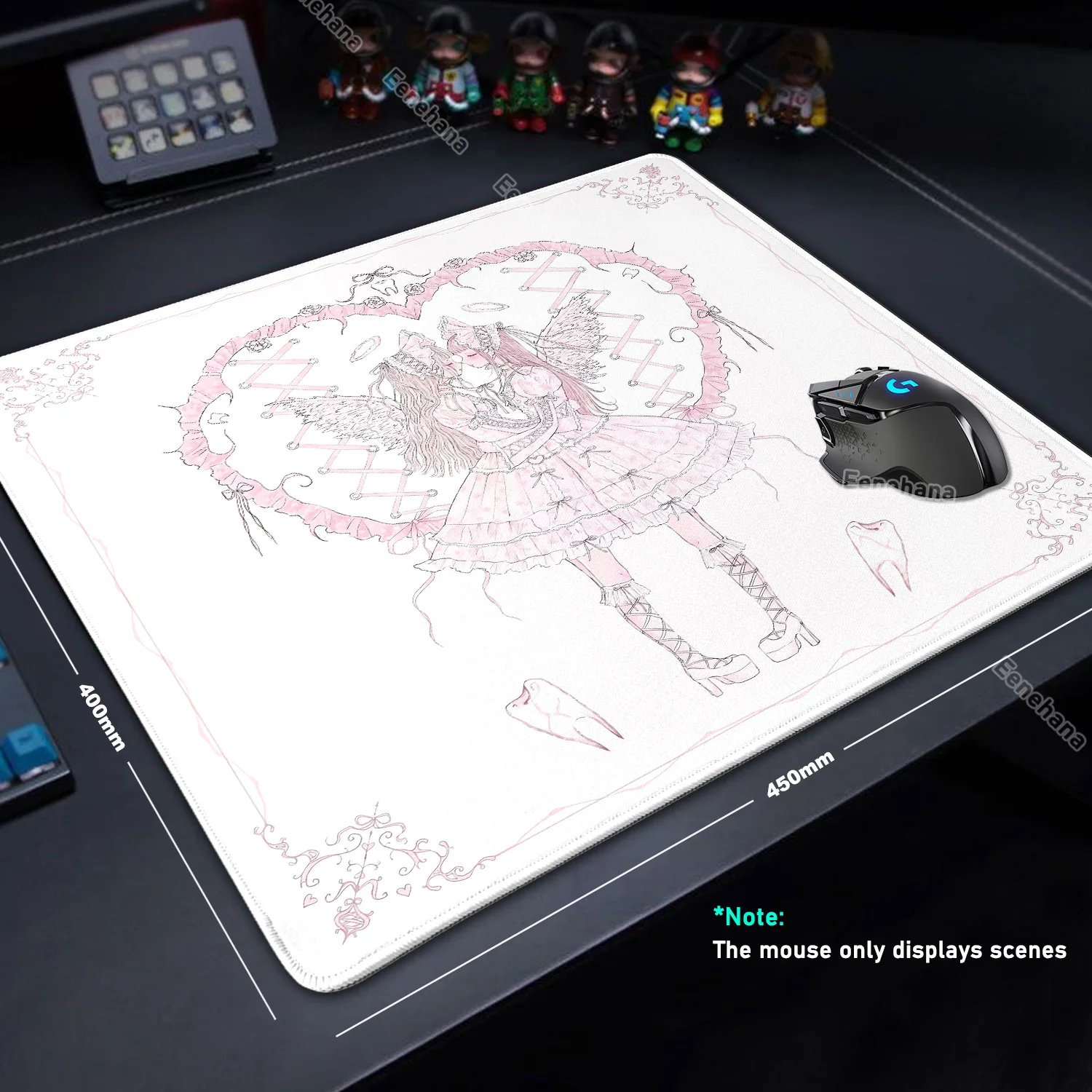 

HD Art Pink Kawaii Sisters Mouse Pad Girls Office 45x40CM Speed E-sports Waterproof Keyboard Mouse Non-slip Mat Desk Accessories