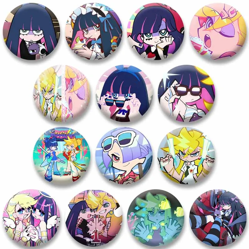 Anime Panty and Stocking Brooch Cute Cartoon Role Cosplay Badge DIY Clothing Bag Hat Decor Accessories Jewelry Pins Xmas Gifts
