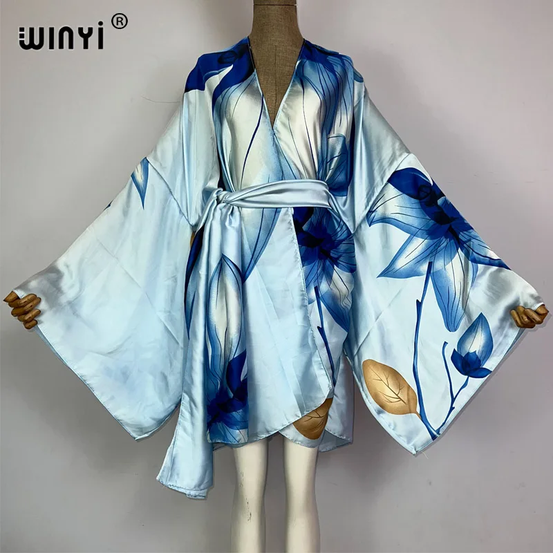 WINYI Africa kimono elegancka kwiatowa boho z nadrukiem boho kaftan dla kobiety elegancki kardigan seksowna plaża strój kąpielowy suknia wieczorowa