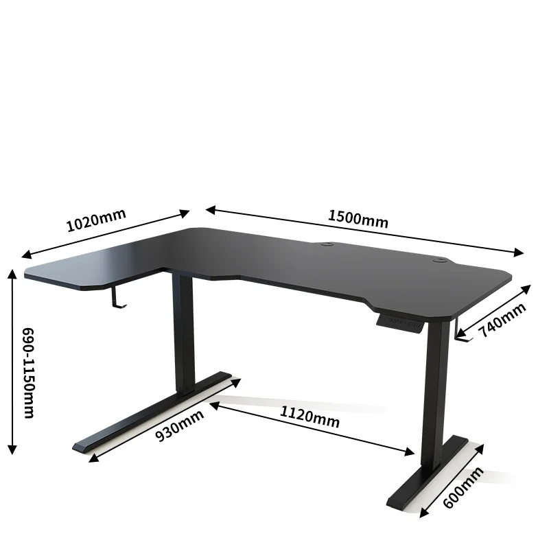 طاولة رفع كهربائية على شكل حرف L بطول 1.5 متر، مكتب زاوية، محرك مزدوج، طاولة دراسة للكمبيوتر، مكتب تقسيم #4