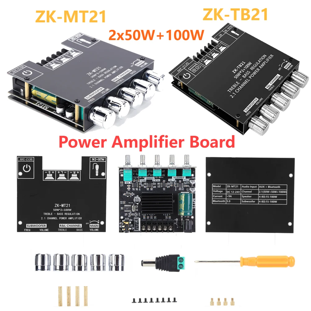 ZK-MT21 ZK-TB21 Canale BT 5.0 CS8673E 2.1 Scheda amplificatore subwoofer 50W * 2 + 100W Scheda amplificatore audio stereo di potenza AMP per basso AUX