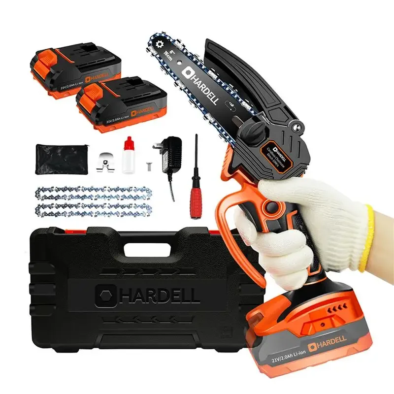 HARDELL 6 Inch Mini Cordless Chainsaw Handheld Portable Electric Chainsaw with Security Lock for Tree Trimming Wood Cutting