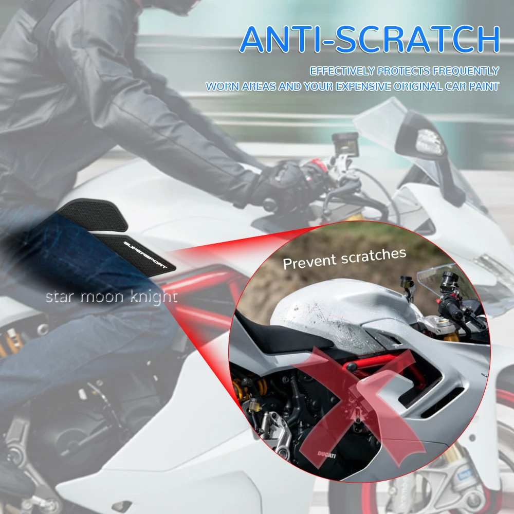 Motorcycle Accessories Anti Slip Fuel Tank Pad Rubber Tank Protector Knee Grip Stickers For Ducati SuperSport 950 SuperSport 939