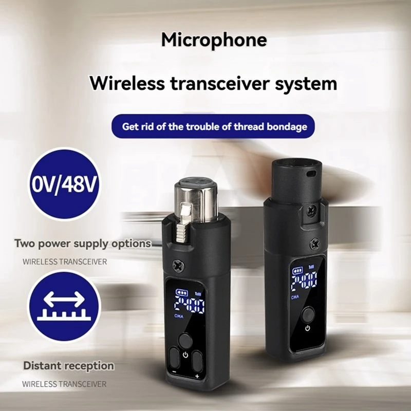 WISH UHF Wireless Microphone Converter XLR Rechargeable Transmitter & Receiver Microphone For 0V Dynamic Microphones