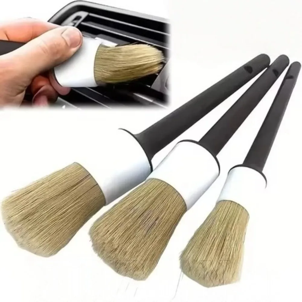 3PCS Car Exterior Interior Detail Brush Bristle Brushes for Car Cleaning Auto Detail Tools Dashboard Cleaning Soft Brush Tools