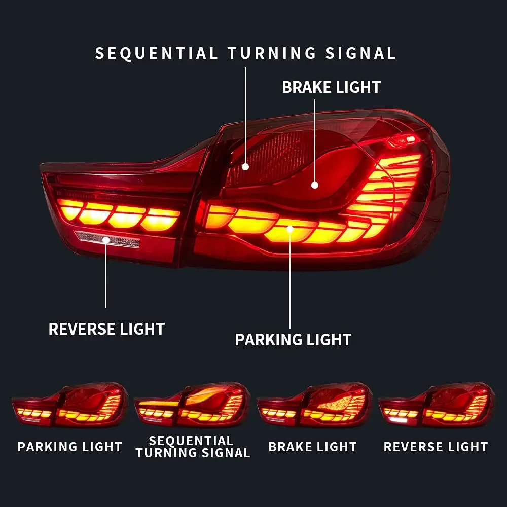 

LED Tail Lights Assembly for BMW M4/F32/F33/F36/F82/F83 Sedan 2014-2018 Sequential Turning Tail Lamps for BMW 4 series Pair