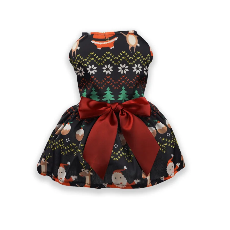 Christmas Dog Clothes Dog Dress Xmas Clothes Winter Cosplay Cat Pet Cute Printed Skirt Fancy Princess Puppy Dress Pet Clothing