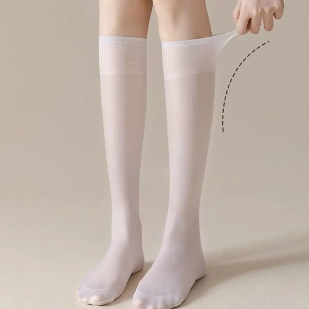 여성 초박형 나일론 스타킹 소녀를위한 여름 긴 양말 투명 탄력 숙녀 무릎 양말