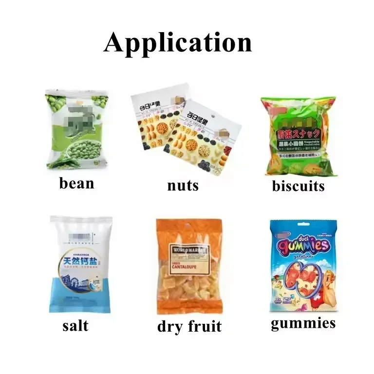 Automatic Plastic Pouch 3 Sides Bag Packaging Machine Snacks Candy Peanuts Nuts Grains Rice Seeds Beans Granules Packing Machine