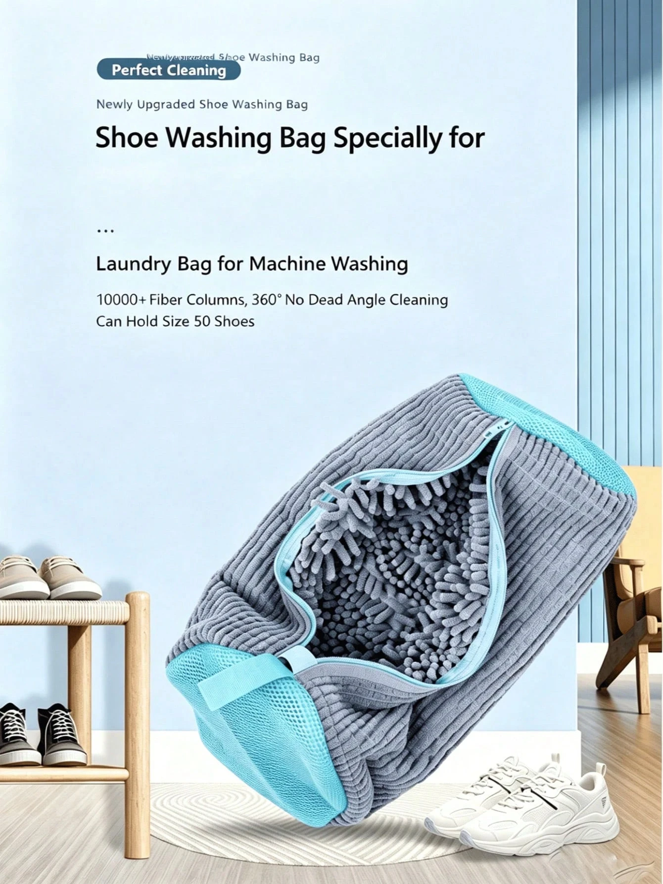 1/2PCS Shoe Washing Bag for Washing Machine Zipper Laundry Bag for Sneakers Slippers Soft Mesh Shoe Cleaner Organizer