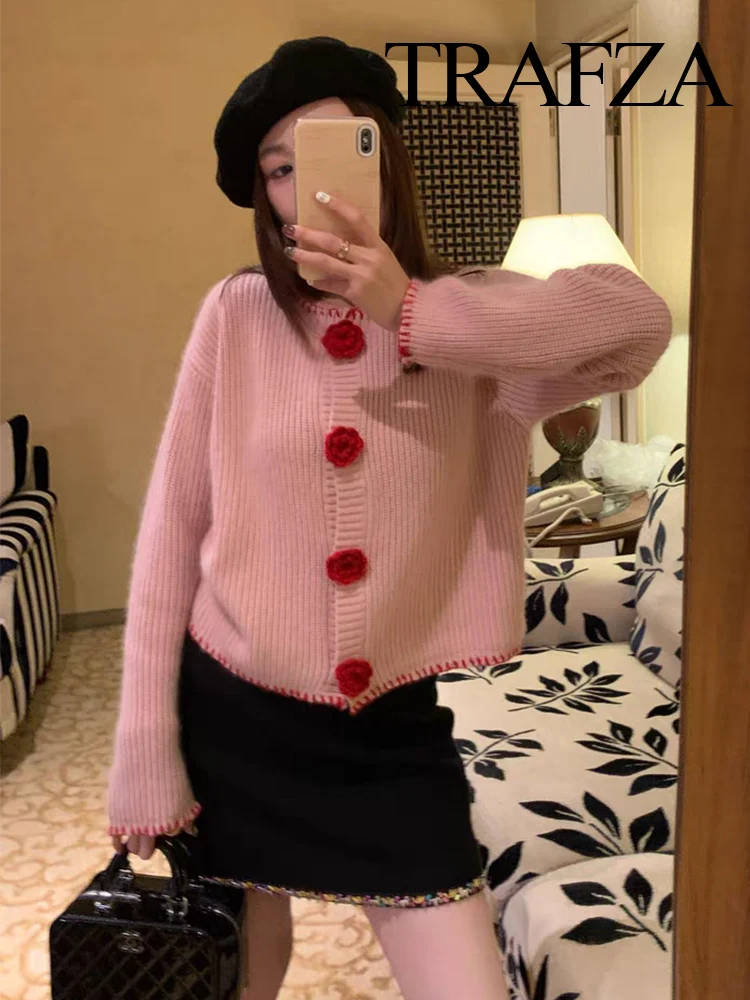 

HH Women 2025 Autumn Fashion Versatile Single-breasted Knitted Long Sleeve Cardigan Female Sweet Lazy Wind Sweater Jacket