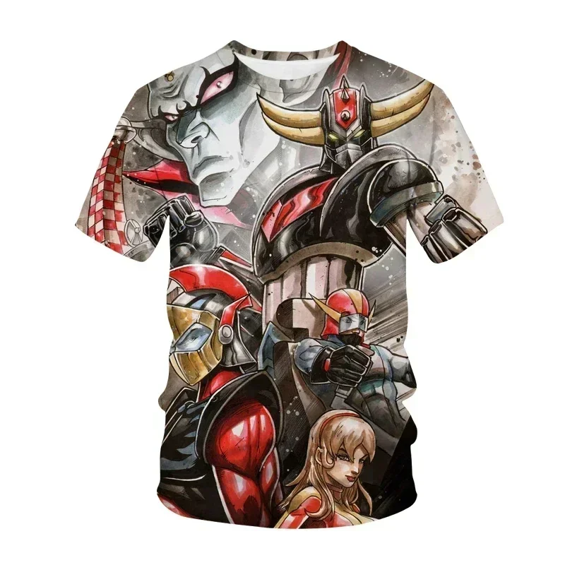 

3D Animation Printed T-shirts for Men and Women, Oversized Design T-shirts, Amplifiers, Robots, Harajuku Style, Goldorak Y2K