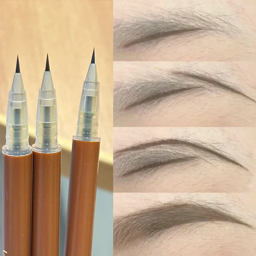 Vloeibaar wenkbrauwpotlood Waterdicht Blijvende eyeliner Liggende zijderupspen Bruin grijs Ultrafijne wenkbrauw tattoo-pen Make-up cosmetica