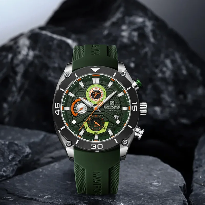 NAVIFORCE 남성용 시계 스포츠 방수 석영 손목 시계 크로노 그래프 군사 시계 빛나는... - 5